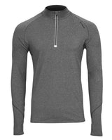 Hot Chillys Men Micro Elite Chamois Zone Zip-T Midweight Base Layer in action, showcasing its ergonomic fit and technical features.