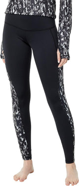 Hot Chillys Women Micro Elite Chamois Pocket Print Tight - Front view, showcasing body fit design and pocket print detail