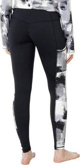 Hot Chillys Women Micro Elite Chamois Pocket Print Tight - Front view, showcasing body fit design and pocket print detail