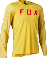 Fox Racing Flexair Pro Long Sleeve Men's MTB Jersey - Front view, showcasing Polartec® Delta™ panel and Dyneema® shoulders