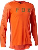 Fox Racing Flexair Pro Long Sleeve Men's MTB Jersey - Front view, showcasing Polartec® Delta™ panel and Dyneema® shoulders