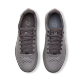 Fox Racing Union Flat Unisex Adult Mountain Bike Shoes on a mountain bike trail. Grey 2