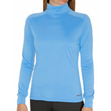 Hot Chillys Women Peach Skins Solid T-Neck Lightweight Base Layer in relaxed fit Caribbean