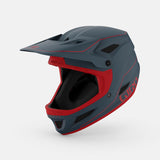 Giro Disciple MIPS Unisex Full Face Bike Helmet in action on a trail Matte Portaro Grey Red Hero