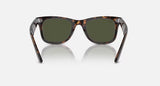 Ray-Ban Wayfarer Classic sunglasses in various colors with polarized and gradient lenses, featuring acetate frames and iconic logo.