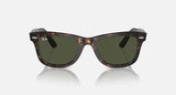 Ray-Ban Wayfarer Classic sunglasses in various colors with polarized and gradient lenses, featuring acetate frames and iconic logo.