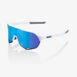 100% S2 Unisex Bike Sunglasses Matte White - HiPER Blue Mirror Lens
