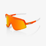 100% GLENDALE Unisex Bike Sunglasses Soft Tact Neon Orange - HiPER Red Mirror Lens