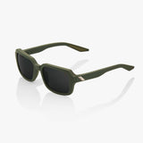 100% RIDELEY Unisex Bike Sunglasses Soft Tact Army Green - Black Mirror Lens