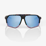 100% NORVIK Unisex Bike Sunglasses Black Holographic - HiPER Blue Mirror Lens