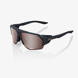 100% NORVIK Unisex Bike Sunglasses Soft Tact Crystal Black - HiPER Crimson Silver Mirror Lens