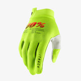 100% ITRACK Youth Kids Bike Gloves Fluo Yellow