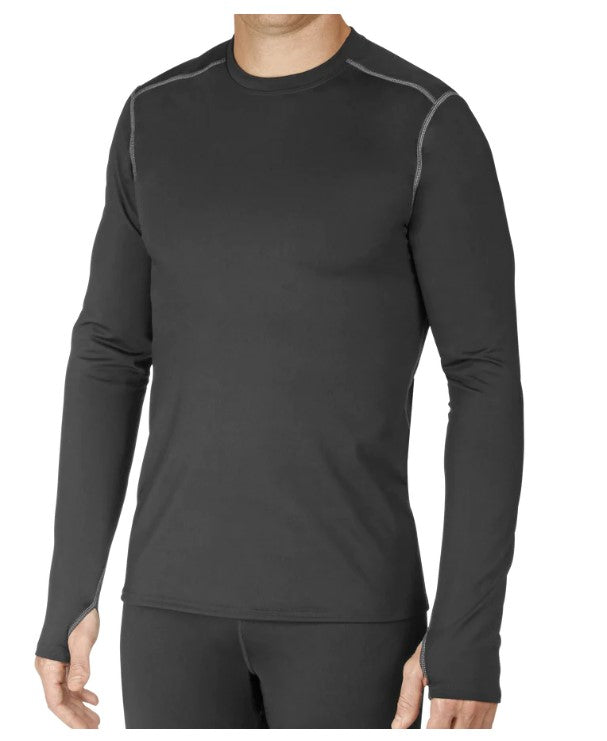 Hot Chillys Men Micro-Elite Chamois Crewneck, midweight body fit base layer with moisture-wicking fibers, UPF 30 protection, and 4-way stretch for unlimited movement.