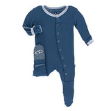 KicKee Pants Bamboo Solid Footie with Snaps 