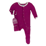 KicKee Pants Bamboo Solid Footie with Snaps 
