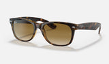 Ray-Ban New Wayfarer Unisex Lifestyle Sunglasses with Classic Black Frames