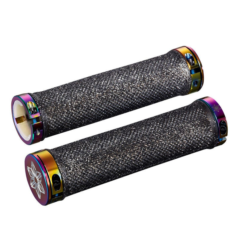 Supacaz Diamond Kush Grips with Oil Slick DH Star Ringz
