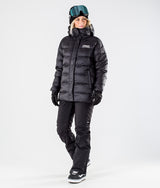 Oakley TNP Winter Pine DWR Puff Women Snow Jacket - Front view, showcasing water repellent technology and two-point hood adjustment