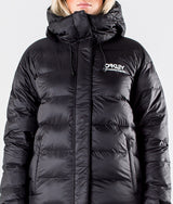 Oakley TNP Winter Pine DWR Puff Women Snow Jacket - Front view, showcasing water repellent technology and two-point hood adjustment