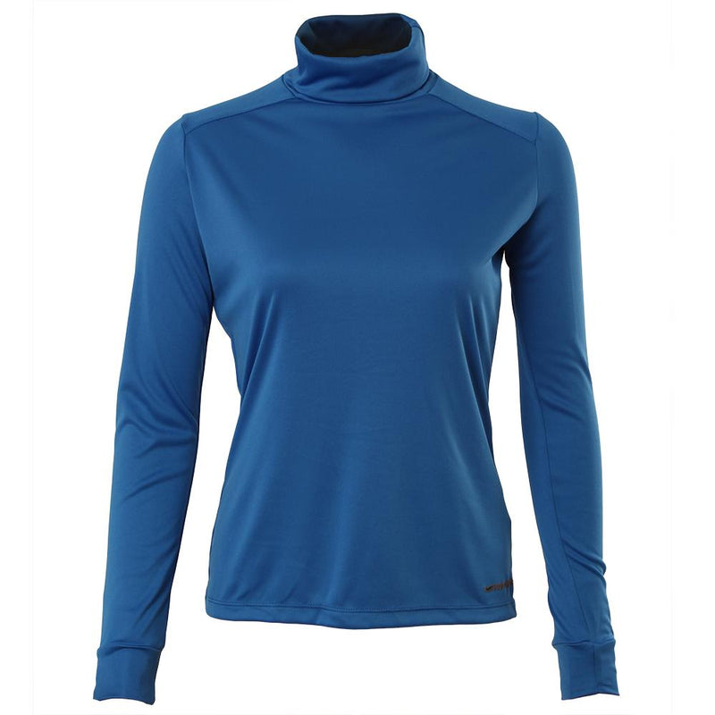 Hot Chillys Women Peach Skins Solid T-Neck Lightweight Base Layer in relaxed fit Vivid Blue