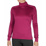 Hot Chillys Women Peach Skins Solid T-Neck Lightweight Base Layer in relaxed fit Cranberry