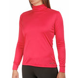 Hot Chillys Women Peach Skins Solid T-Neck Lightweight Base Layer in relaxed fit Rosered