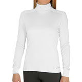 Hot Chillys Women Peach Skins Solid T-Neck Lightweight Base Layer in relaxed fit White