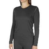 Hot Chillys Women Pepper Bi-Ply Crewneck - Front view, showcasing double-layer knit and crewneck design