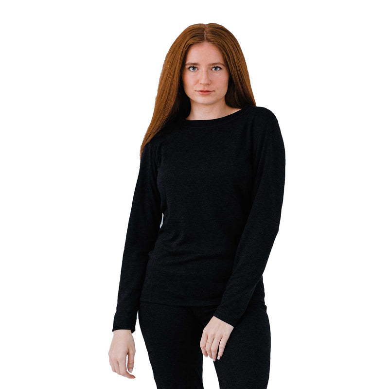 Polarmax Women's Double Layer Crewneck Base Layer Black