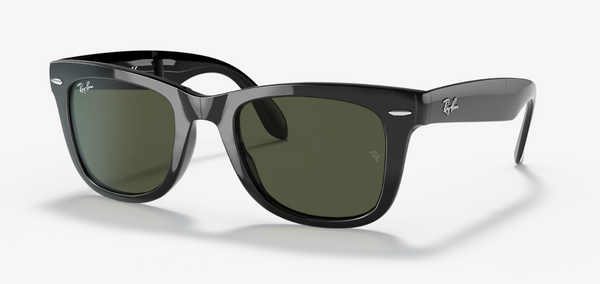 Ray-Ban Folding Wayfarer Unisex Lifestyle Sunglasses - Front view, showcasing foldable design and black frame