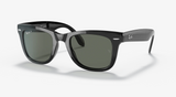 Ray-Ban Folding Wayfarer Unisex Lifestyle Sunglasses - Front view, showcasing foldable design and black frame