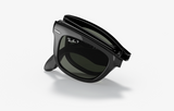 Ray-Ban Folding Wayfarer Unisex Lifestyle Sunglasses - Front view, showcasing foldable design and black frame