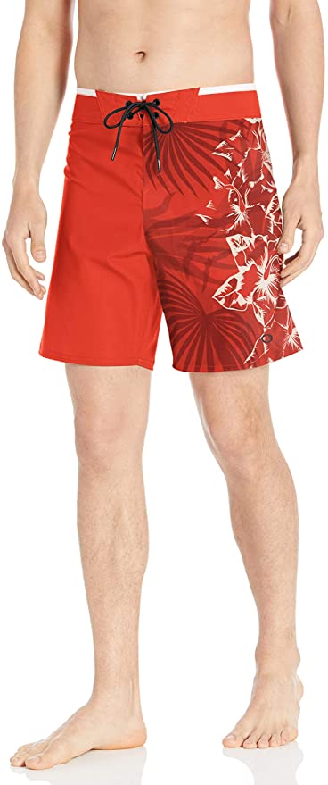 Oakley Biscuit Flower Seamless 18 Inch Men Surf Boardshort - Stylish Men's Swimwear Red Fire